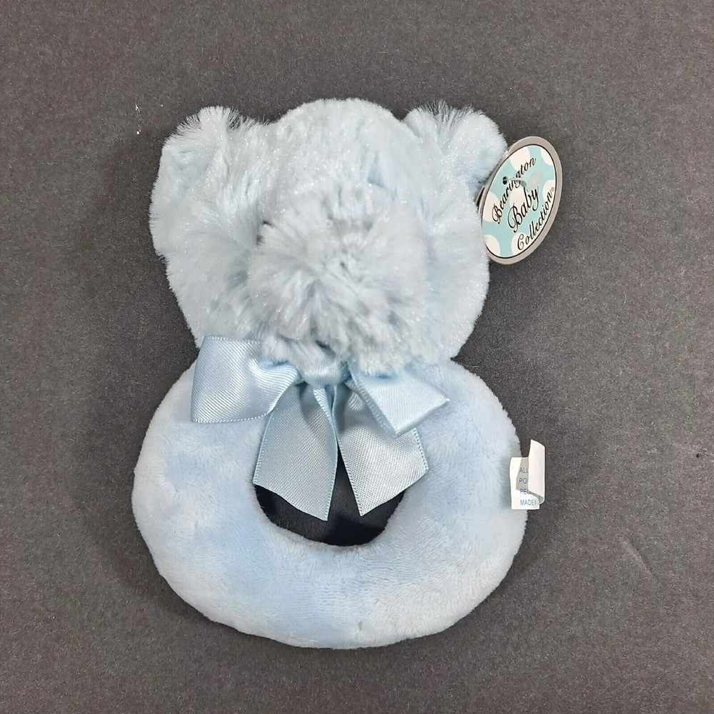 Bearington Baby Collection Blue Baby Rattle Bear Stuffed Toy NWT